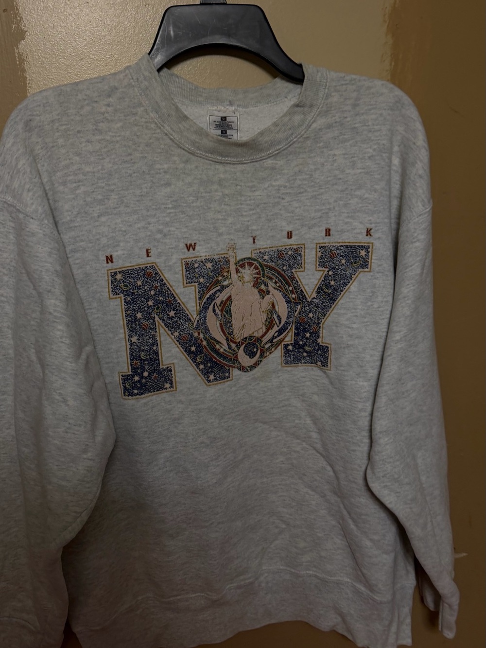 Love Men's Light Gray Crewneck Sweatshirt with NY Graphic
